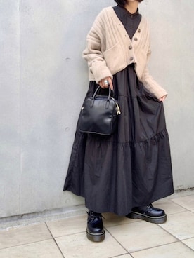 「rectangle（レクタングル）のアイテム（カーディガン/ボレロ）」を使った、なな☺︎さん（レディース・155cm）の冬コーディネート