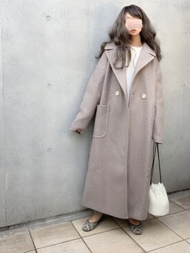 「Libra Cue（リブラ キュー）のアイテム（チェスターコート）」を使った、なな☺︎さん（レディース・155cm）の冬コーディネート
