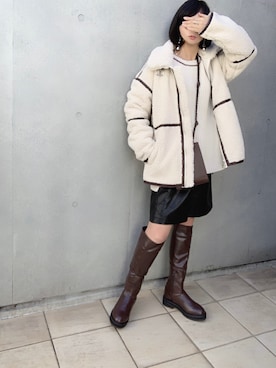 「MERLOT（メルロー）のアイテム（ブルゾン）」を使った、なな☺︎さん（レディース・155cm）の冬コーディネート