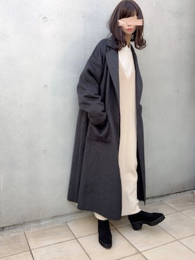 「rectangle（レクタングル）のアイテム（ピーコート）」を使った、なな☺︎さん（レディース・155cm）の冬コーディネート