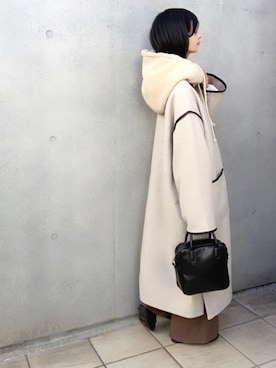 「オーバーコート」｜「アイテム（バレエシューズ）」を使った、なな☺︎さん（レディース・155cm）の冬コーディネート