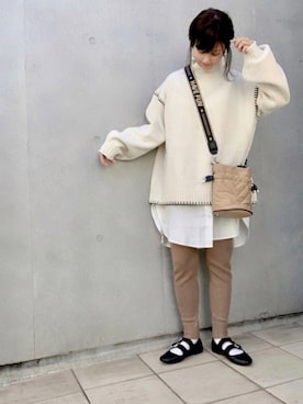 「アイテム（バレエシューズ）」を使った、なな☺︎さん（レディース・155cm）の冬コーディネート
