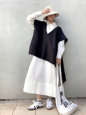 「ベスト×ワンピース」｜「アイテム（その他）」を使った、なな☺︎さん（レディース・155cm）の春コーディネート