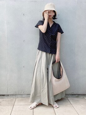 「ラッフルスリーブ」｜なな☺︎さん（レディース・155cm）の春コーディネート