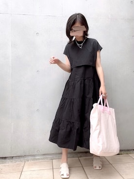 「レイヤード風」｜「アイテム（その他）」を使った、なな☺︎さん（レディース・155cm）の夏コーディネート