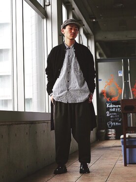 「Hender Scheme（エンダースキーマ）のアイテム（キャップ）」を使った、長谷川丈さん（メンズ・175cm）の秋コーディネート