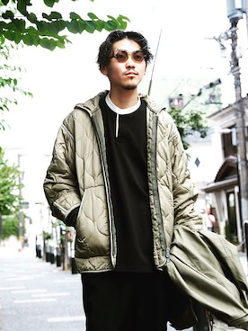「marka（マーカ）のアイテム（ミリタリージャケット）」を使った、長谷川丈さん（メンズ・175cm）の秋コーディネート