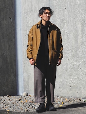 「Graphpaper（グラフペーパー）のアイテム（ブルゾン）」を使った、長谷川丈さん（メンズ・175cm）の秋コーディネート