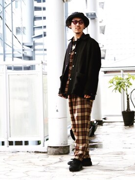「marka（マーカ）のアイテム（その他アウター）」を使った、長谷川丈さん（メンズ・175cm）の秋コーディネート