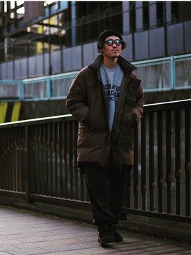 「marka（マーカ）のアイテム（その他アウター）」を使った、長谷川丈さん（メンズ・175cm）の冬コーディネート