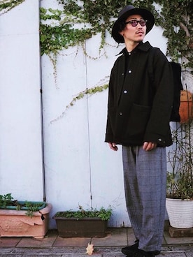 「marka（マーカ）のアイテム（その他アウター）」を使った、長谷川丈さん（メンズ・175cm）の冬コーディネート
