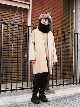 「marka（マーカ）のアイテム（スニーカー）」を使った、長谷川丈さん（メンズ・175cm）の冬コーディネート