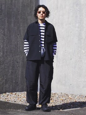 「marka（マーカ）のアイテム（スニーカー）」を使った、長谷川丈さん（メンズ・175cm）の春コーディネート