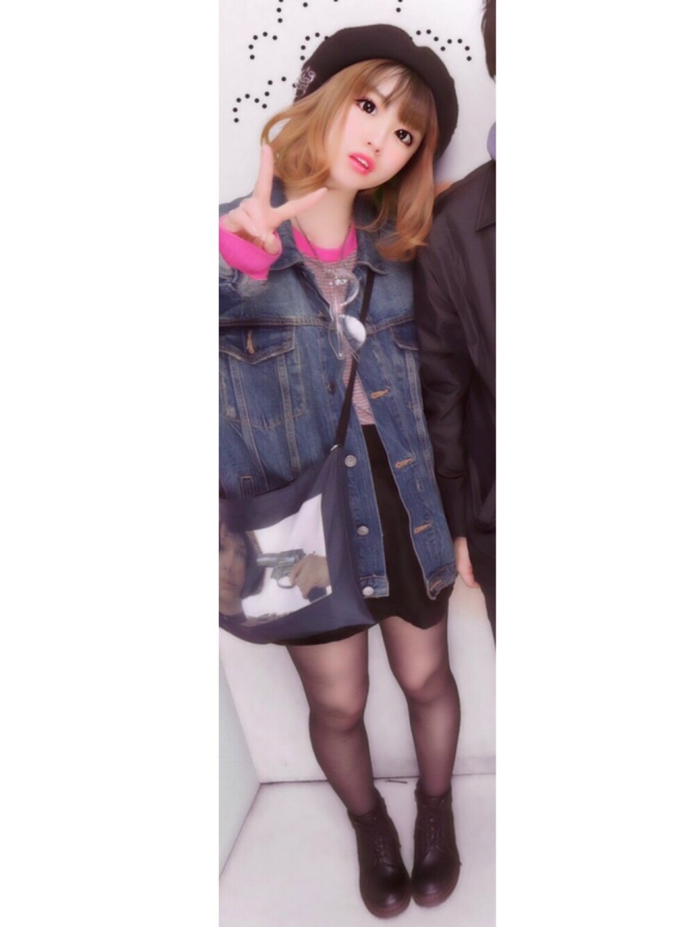 「プチプラ、マチルダ」｜「RETRO GIRLのアイテム（ハンチング/ベレー帽、ブラック系）」を使った、もぇさん（レディース・161cm）の冬コーディネートの1枚目の写真