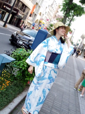 「アイテム（浴衣）」を使った、キモノグラースさん（レディース・167cm・20代）の夏コーディネート