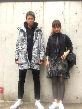 「ペアルック」｜「アイテム（ナイロンジャケット）」を使った、ちゃんしーさん（レディース・163cm）の春コーディネート