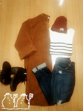 「sango（sango）のアイテム（その他アウター）」を使った、れびんさん（レディース・160cm）の冬コーディネート