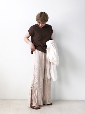 「USAコットン」｜「アイテム（サンダル）」を使った、aykiiさん（レディース・154cm）の春コーディネート