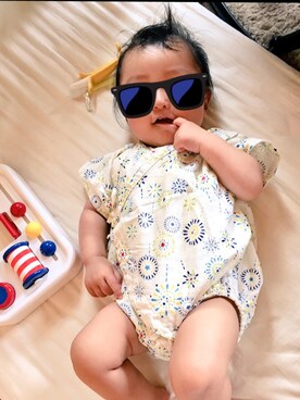 「no brand（ノーブランド）のアイテム（浴衣）」を使った、もこさん（キッズ・60cm）の夏コーディネート