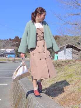 「Another Edition（アナザーエディション）のアイテム（ノーカラージャケット）」を使った、ららめろさん（レディース・163cm）の冬コーディネート