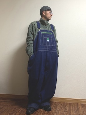 「LIBERTY LONDON（リバティ）のアイテム（サロペット/オーバーオール）」を使った、KenBooさん（メンズ・168cm）の冬コーディネート