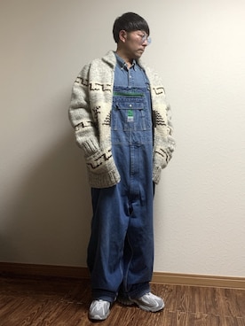 「LIBERTY LONDON（リバティ）のアイテム（サロペット/オーバーオール）」を使った、KenBooさん（メンズ・168cm）の冬コーディネート