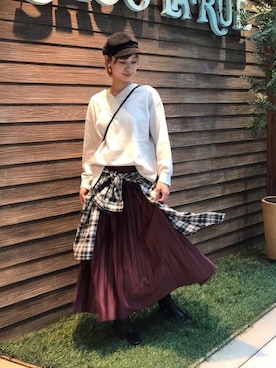 「USAコットン」｜「アイテム（キャスケット）」を使った、hassssyさん（レディース・168cm）の秋コーディネート