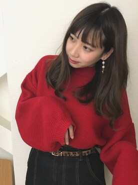「titivate（ティティベイト）のボトルネックボリュームスリーブニット（ニット/セーター）」を使った、にゃんこさん（レディース・164cm）の秋コーディネート
