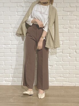 「PairPair（ペアペア）のアイテム（テーラードジャケット）」を使った、にゃんこさん（レディース・165cm）の春コーディネート