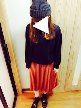 「w closet」｜「アイテム（ニットキャップ/ビーニー）」を使った、kum!さん（レディース・160cm）の冬コーディネート