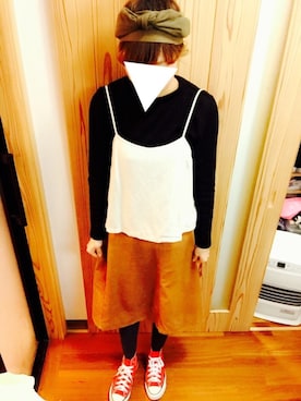 「アイテム（キャミソール、ベージュ系）」を使った、kum!さん（レディース・160cm）の春コーディネート
