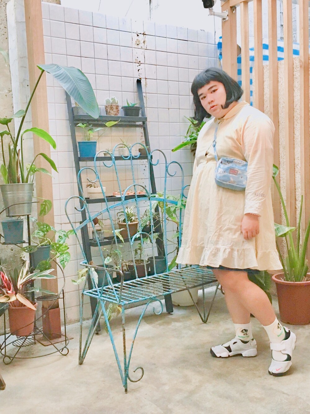 「summer、VINTAGE、XLARGE」｜「PUNYUSのアイテム（ワンピース、イエロー系）」を使った、Lilyco Pinkさん（キッズ・163cm）の春コーディネートの1枚目の写真