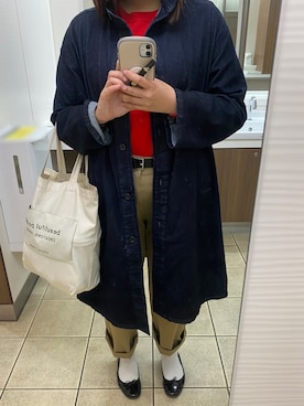 「無印良品（ムジルシリョウヒン）のアイテム（その他アウター）」を使った、ハルカさん（レディース・158cm）の春コーディネート