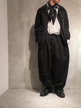 「Yohji Yamamoto（ヨウジヤマモト）のアイテム（パンツ）」を使った、中野内孝哉【吾亦紅】さん（メンズ・165cm）の冬コーディネート