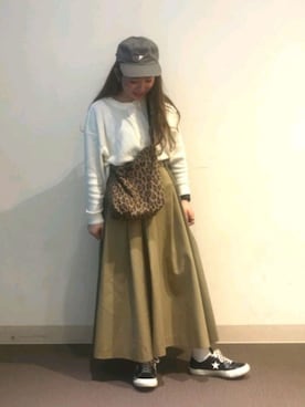 「ミニタリー」｜「アイテム（帽子）」を使った、とりぴぴさん（レディース・160cm）の春コーディネート