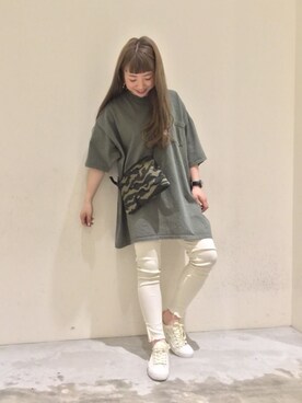 「niko and...（ニコアンド）のリバーシブルサコッシュ（ショルダーバッグ）」を使った、とりぴぴさん（レディース・160cm）の春コーディネート