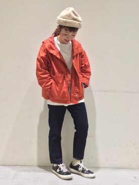 「ニコアンド」｜「アイテム（マウンテンパーカー）」を使った、とりぴぴさん（レディース・160cm）の秋コーディネート