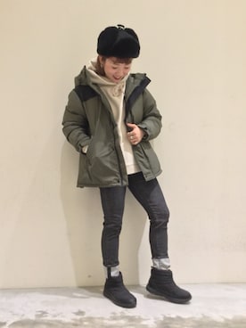 「ニコアンド」｜「アイテム（ダウンジャケット/コート）」を使った、とりぴぴさん（レディース・160cm）の秋コーディネート