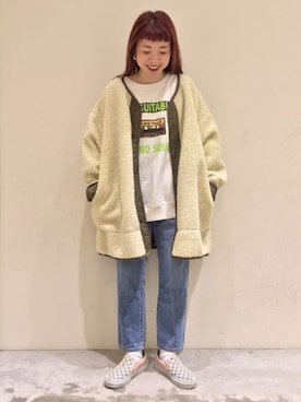 「ニコアンド」｜「アイテム（ミリタリージャケット）」を使った、とりぴぴさん（レディース・160cm）の冬コーディネート