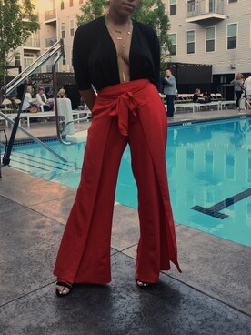 「RAINBOW（レインボー）のアイテム（パンツ）」を使った、Geeさん（レディース・157cm）の秋コーディネート