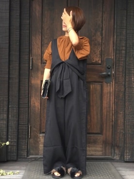 「KBF（ケイビーエフ）のアイテム（つなぎ/オールインワン）」を使った、naguさん（レディース・153cm）の秋コーディネート