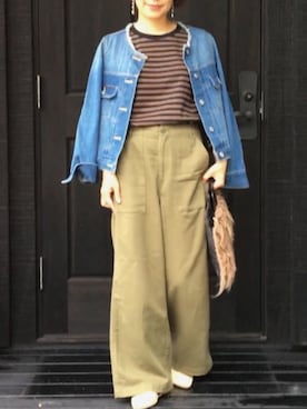 「アイテム（イヤリング）」を使った、naguさん（レディース・153cm）の秋コーディネート