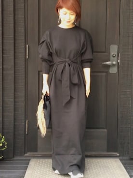 「ソックススニーカー」｜「アイテム（ワンピース/ドレス）」を使った、naguさん（レディース・153cm）の秋コーディネート