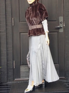 「アイテム（その他トップス、ブラウン系）」を使った、naguさん（レディース・153cm）の冬コーディネート