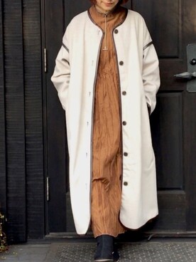 「apres jour mignon（アプレジュールミニョン）のアイテム（ノーカラージャケット）」を使った、naguさん（レディース・153cm）の冬コーディネート