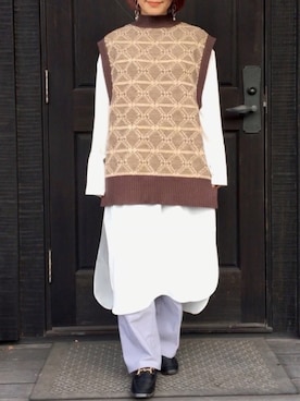 「アントマリーズ」｜「アイテム（スラックス）」を使った、naguさん（レディース・153cm）の冬コーディネート