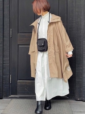 「Traditional Weatherwear」｜「アイテム（シャツワンピース）」を使った、naguさん（レディース・153cm）の春コーディネート