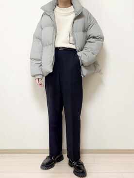 「ASCLOのアイテム（ダウンジャケット/コート、グレー系）」を使った、Haさん（メンズ・168cm）の春コーディネート