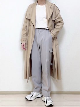 「unrelaxing（アンリラクシング）のアイテム（トレンチコート）」を使った、Haさん（メンズ・168cm）の春コーディネート