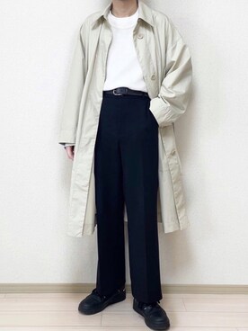 「春めきシューズ」｜「アイテム（ステンカラーコート）」を使った、Haさん（メンズ・168cm）の春コーディネート